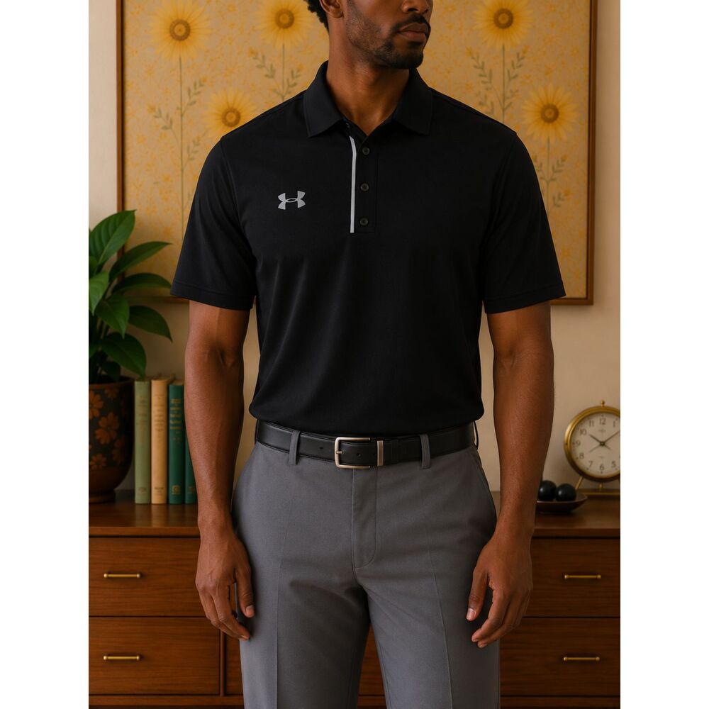 Under Armour White HeatGear Golf Polo Loose Fit Size XL Shirt Athletic Preppy
